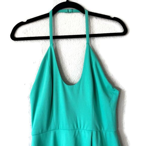 AQ/AQ Sienna Mint Green Halter Neck Sleeveless Open Back Slit Maxi Dress Size 4 - Picture 3 of 9